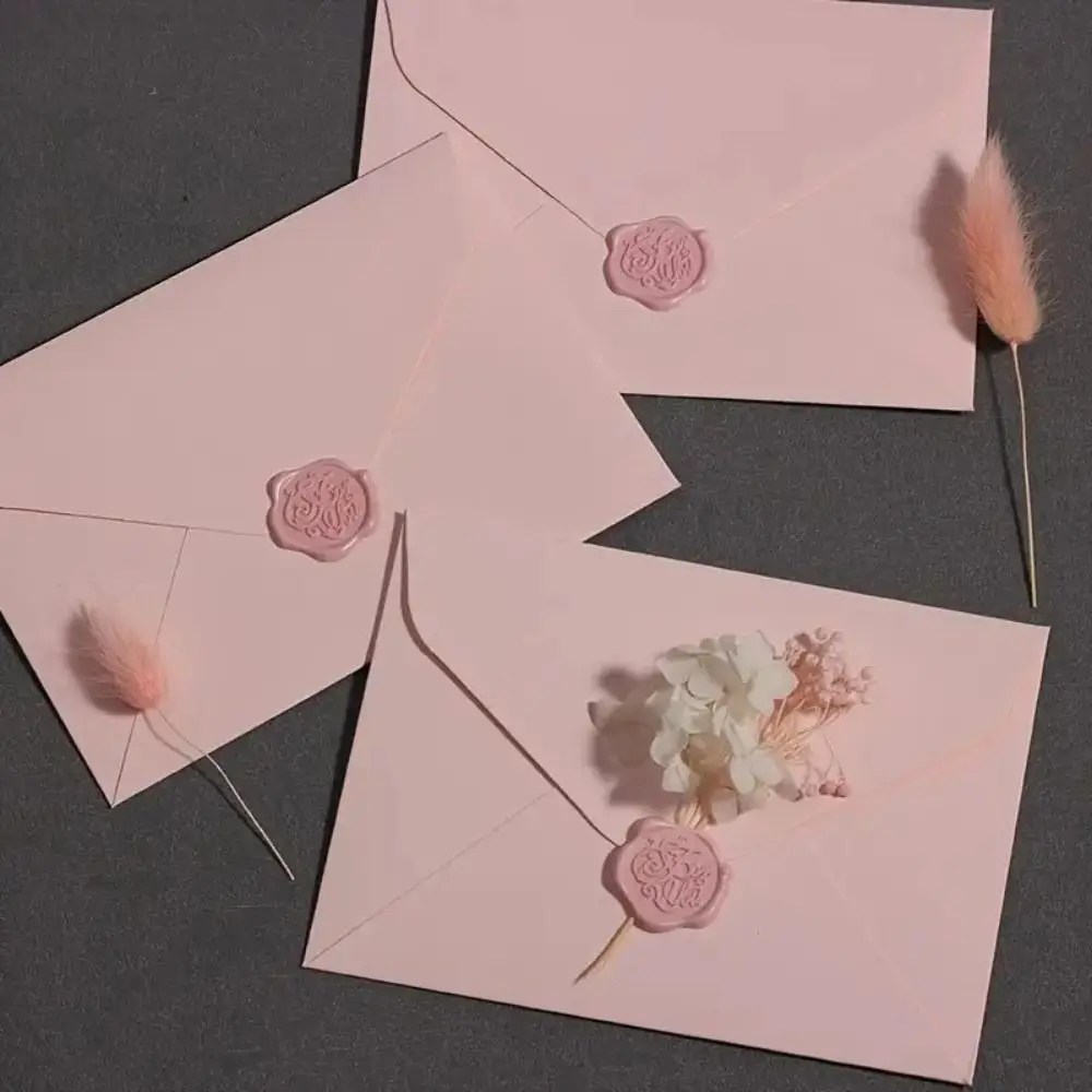 Romantic Pink Envelope Set Suitable For Wedding Proposal Couple Statement Including 5 Envelopes & 5 Fire Paint Prints