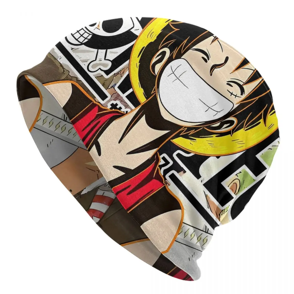 

Цельная шапка в стиле аниме Манга Луффи с напуском для мужчин и женщин, стильные шапки с черепом, вязаная шапка с капюшоном