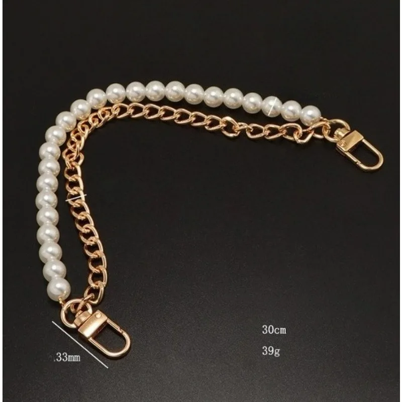 1Pcs Pearl Cell Phone Purse Chain Short Handle Replacement Bag Chain Strap Metal Shoulder Chain Handbag - view 3