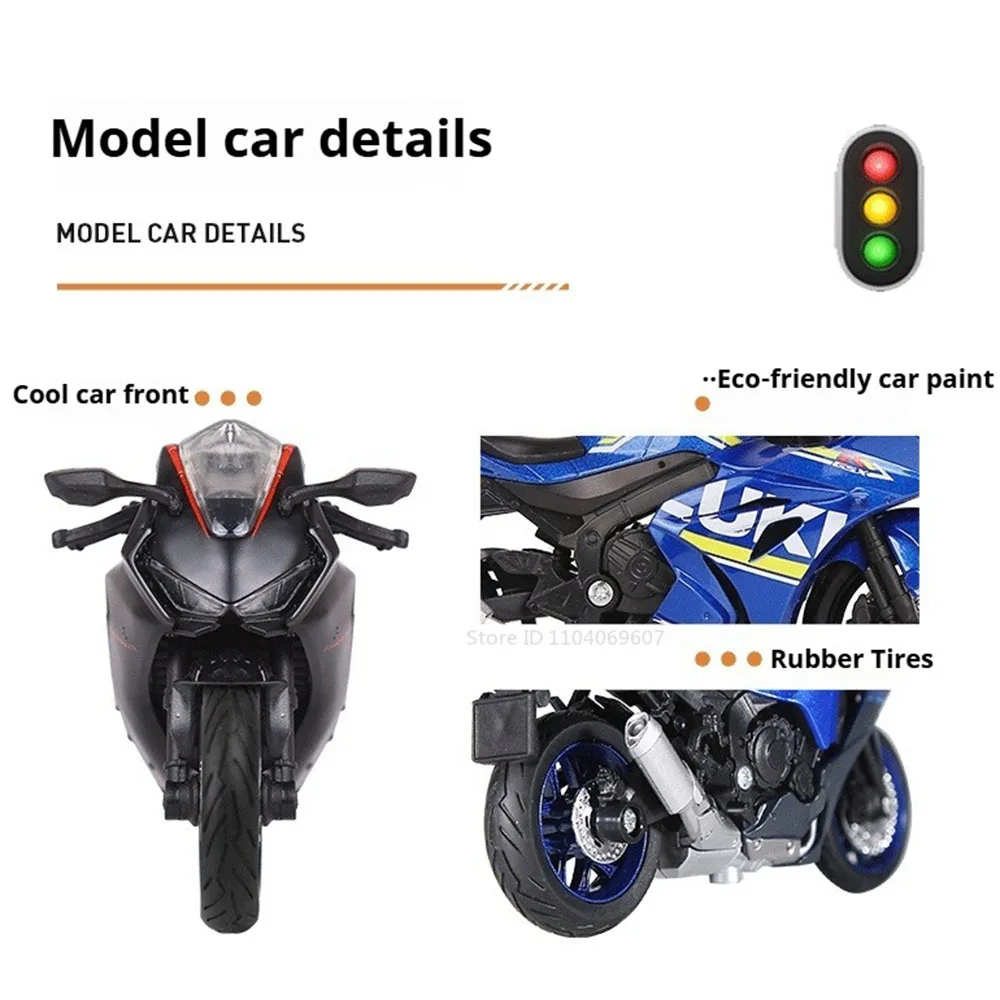 1:18 R1 سوزوكي هايابوسا GSX1000R هوندا Fireblade سبيكة نموذج دراجة نارية دييكاست سيارات لعب العجلات الأمامية توجيه الهدايا المقتنيات #4