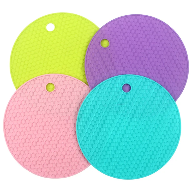 Round Heat Resistant Silicone Mat Drink Cup Placemat Kitchen Accessories Coasters Non-slip Pot Holder Table Durable Rubber Pads