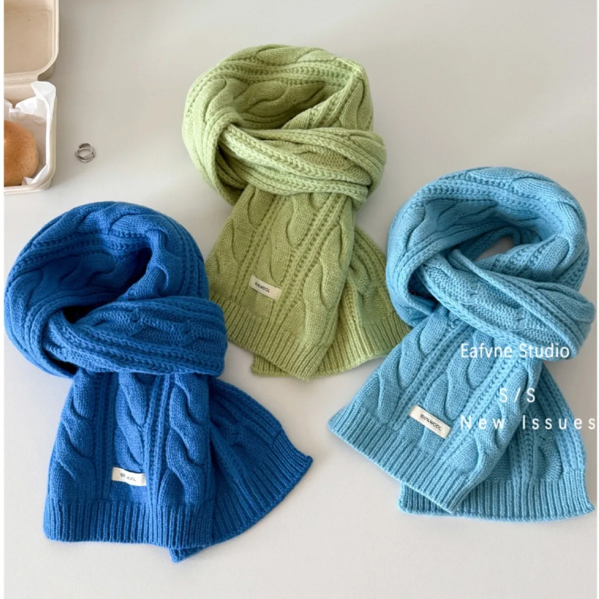 

Корейский стиль, 100% шерсть, теплый мягкий вязаный шарф, женский зимний универсальный студенческий парный утолщенный теплый шерстяной синий шарф