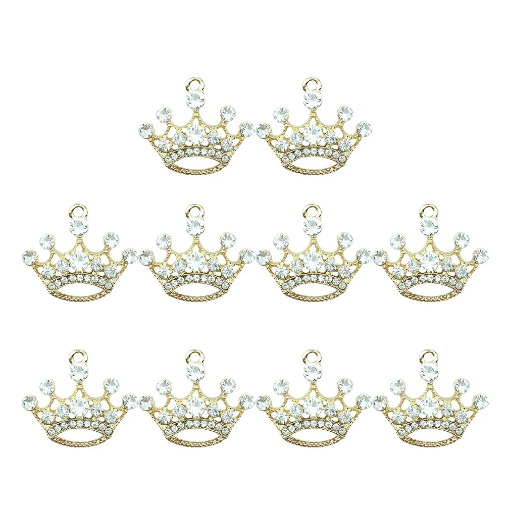 10Pcs Alloy Crown Pendant Small Diamond Design DIY Jewelry Accessories Necklace Bracelet Charm Ornament Making Craft Supplies