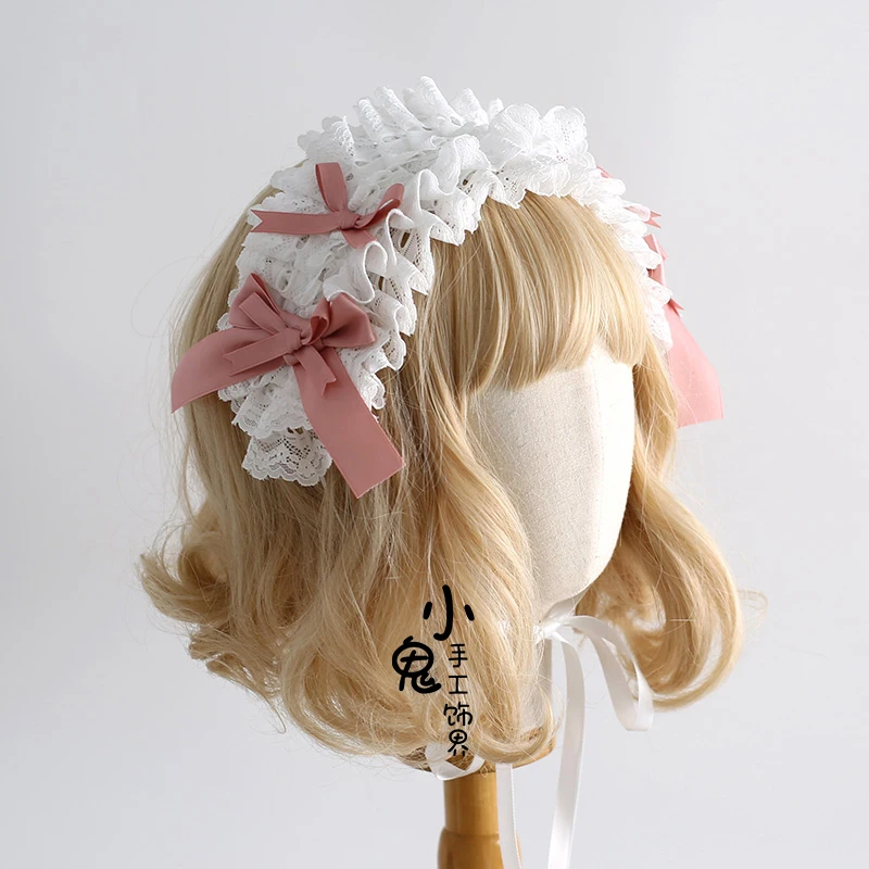 Lolita Girls Rose With Long Ribbon hearwear headband Top Hat with hairbins Anime Maid Cosplay Headdress