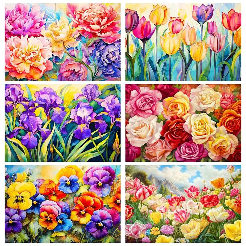 

RUOPOTY Painting By Numbers For Adults Kits carpet of flowers Handmade Unique gift Living room decoration