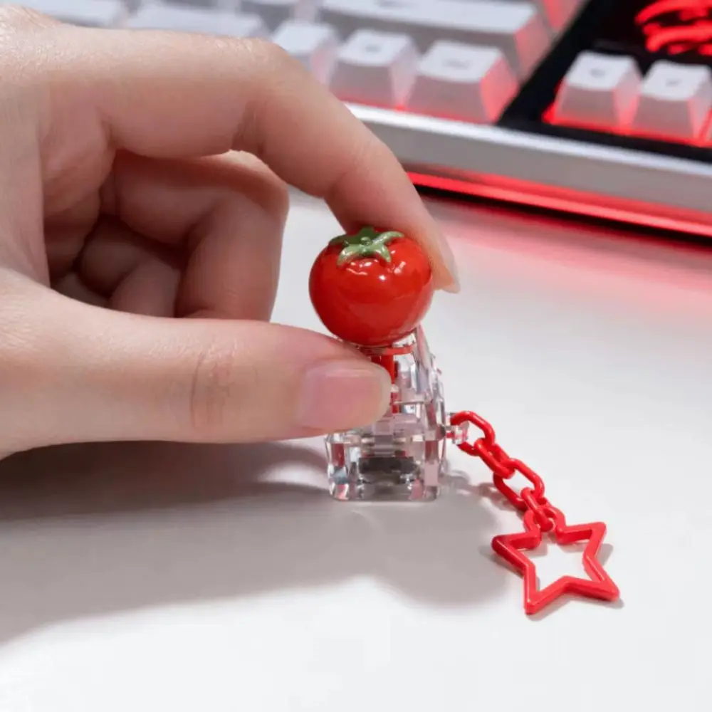 Single Keycap Shape Fidget Keychain Lovely Fruit Style Soft Light Keychain Pendant Compact Lightweight Smooth Sturdy Material