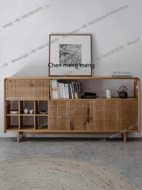 H Monsoon TV Side Cabinet Display Storage Modern Simple Wabi Sabi Medieval South Asian Stripes