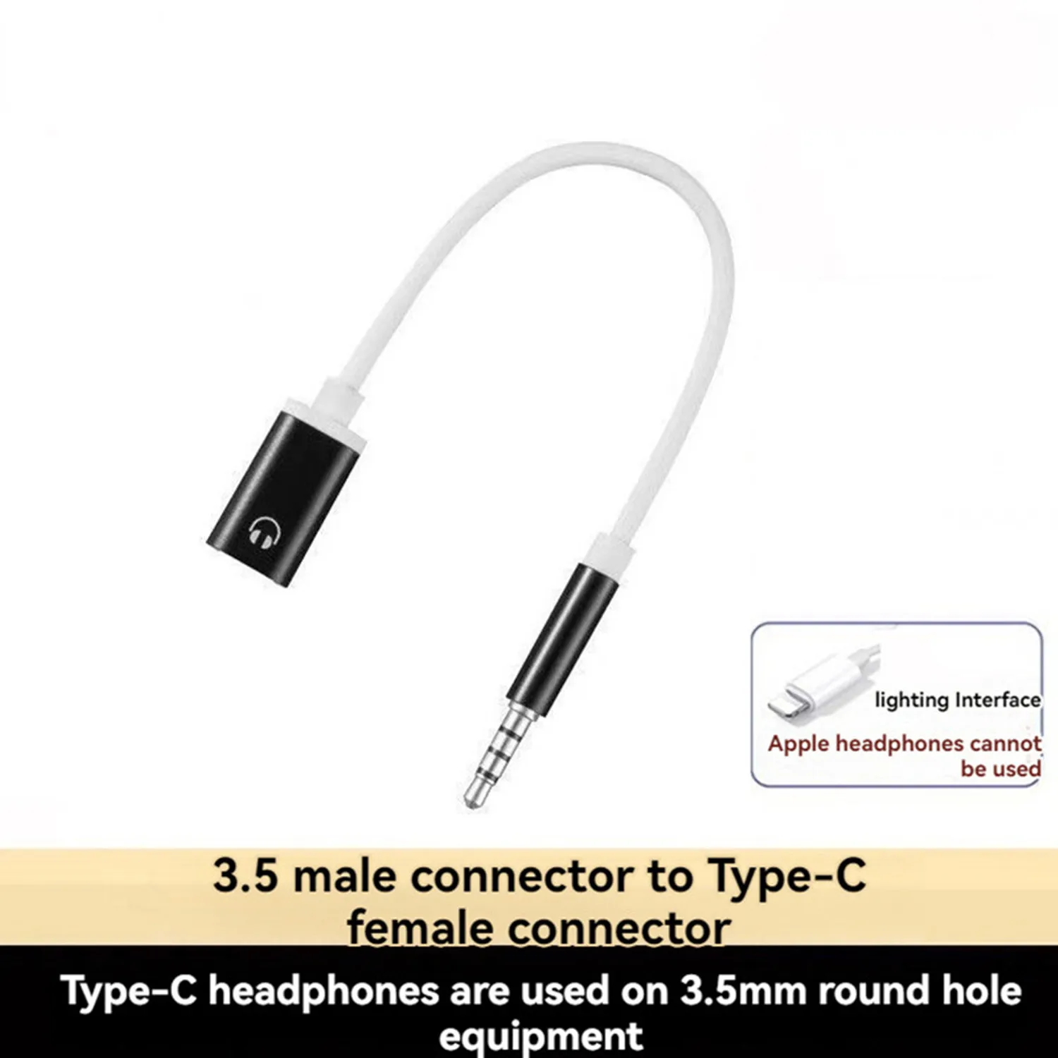 3.5mm Male to Type C Female Audio Cable Cord, Analog Audio Jack Headphone Audio Adapter for MP3 Player, Laptop,Tablet Black Red