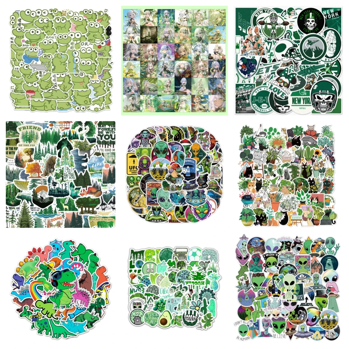 

10/30/50PCS Cartoon Green Crocodile Sticker Graffiti iPad Luggage Helmet Car Computer Pattern Scrapbook Toy Decoration Wholesale