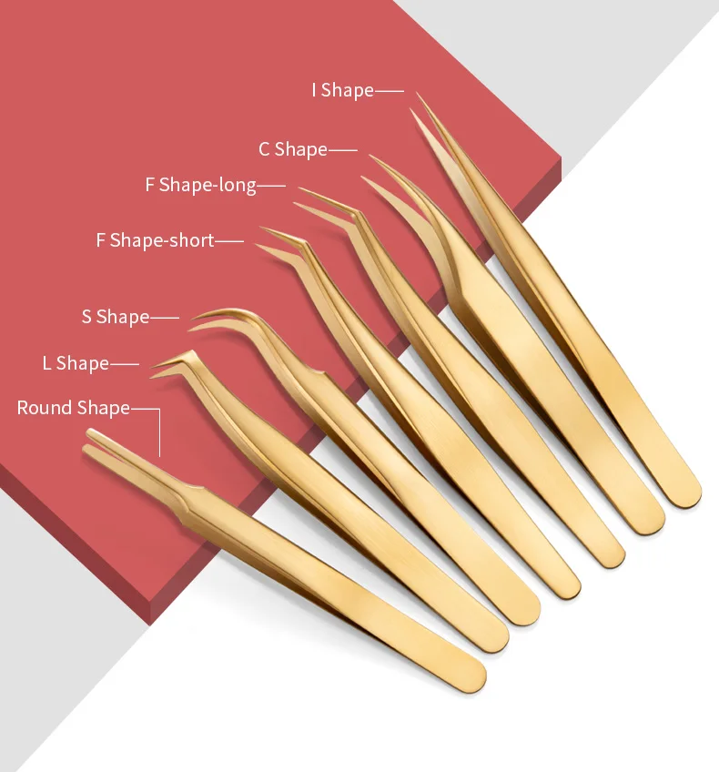1PC Wimpern Pinzette Für Falsche Wimpern Verlängerung Lash Fan Augenbrauen Nail art Clip Zilien Gold Edelstahl Pinzette Make-Up-Tools – Detail 4