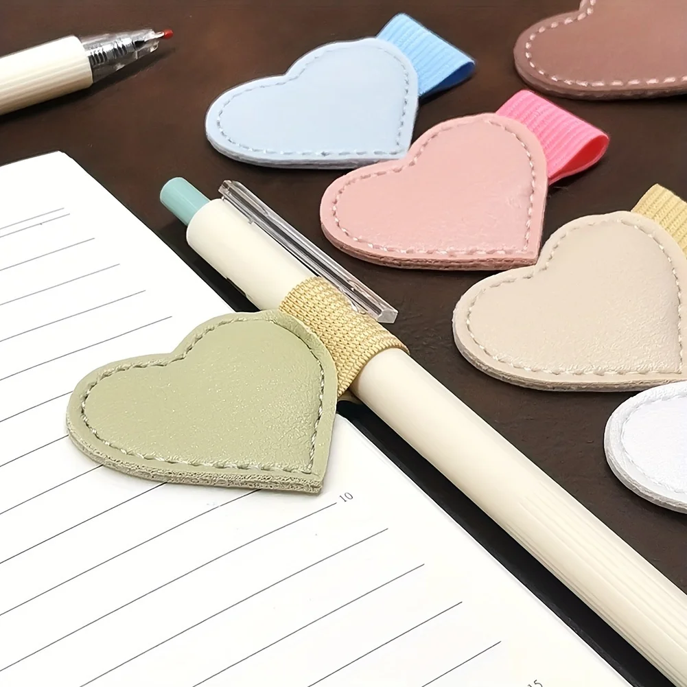 6Pcs Mixed‑Color Faux Leather Pen Loops, Self‑Adhesive Elastic Pen Holder for Notebook Journal Planner Tablet Case, Fit Stylu