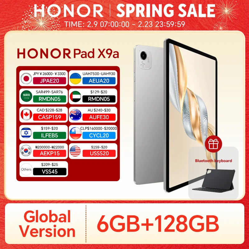 

Оригинальная глобальная версия HONOR Pad X9a 11,5 дюйма, 6 ГБ + 128 ГБ, 120 ГБ, 2,5 К, ЖК-дисплей с полным обзором, 8300 мАч, большой аккумулятор, планшет с клавиатурой