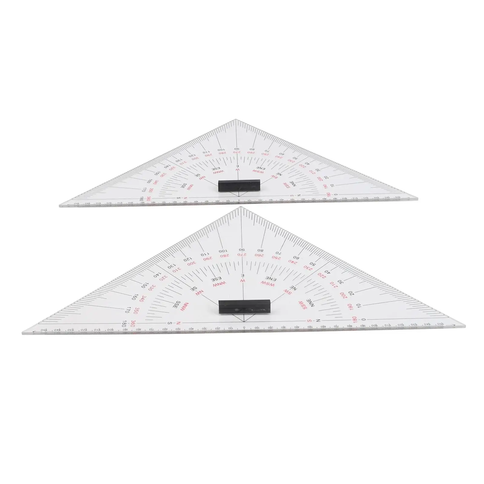 2 Pieces 300mm Marine Chart Plotting Triangle Ruler Protractor For Navigation Drawing Measuring On Boats Yachts Ships Tools