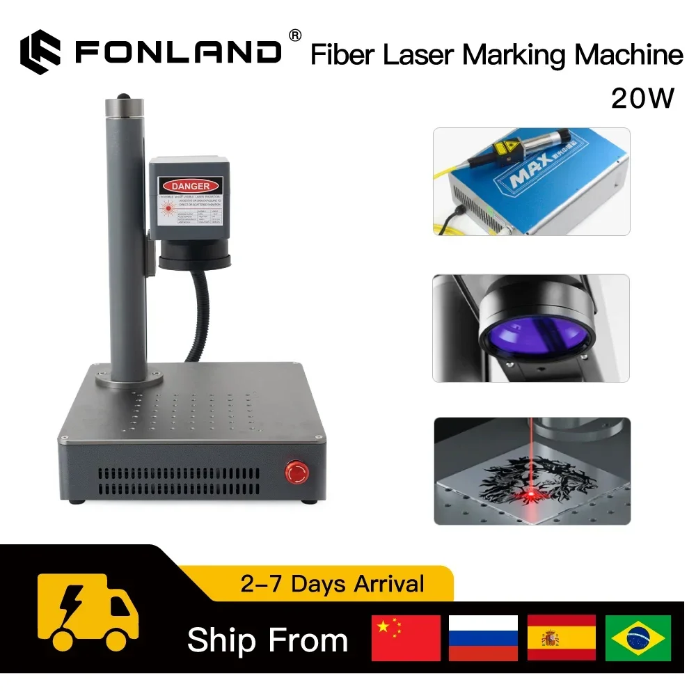 Fonland 20W 30W 50W Macchina per incisione laser a fibra per stampante CNC veloce per marcatura logo che funziona con gioielli in plastica e metallo