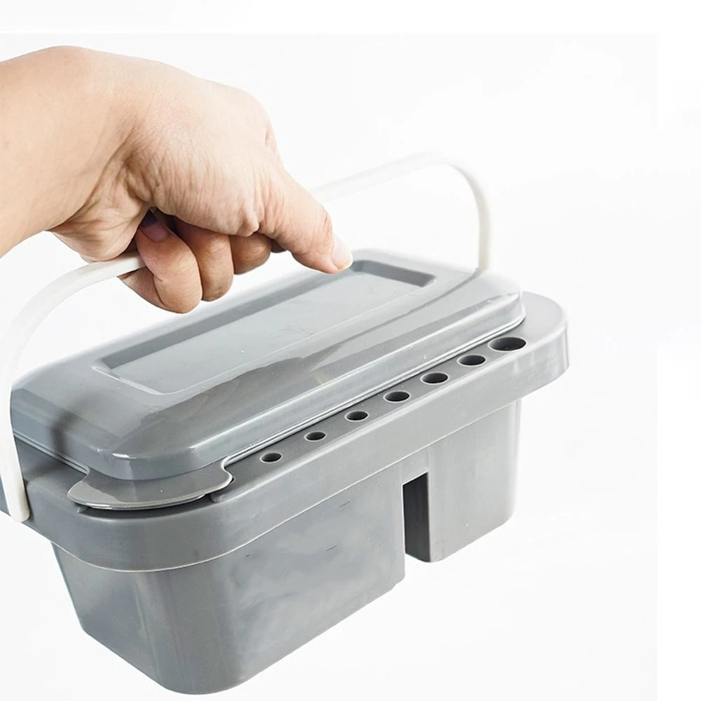 Multifunctional 3-in-1 Brush Washer Brush Bucket Multi-purpose Rectangular Paint Box Portable Plastics Blue Palette Watercolor