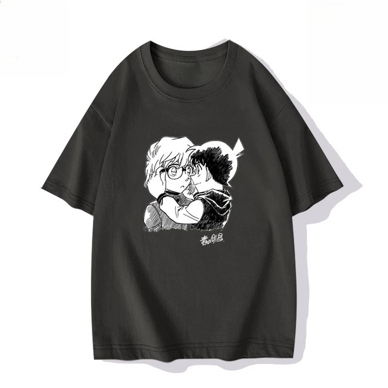 New MEDMx Detective Conan Limited Edition Cartoon Character Embroidered Basic Casual Short-Sleeved Trendy Versatile T-Shirt Soft