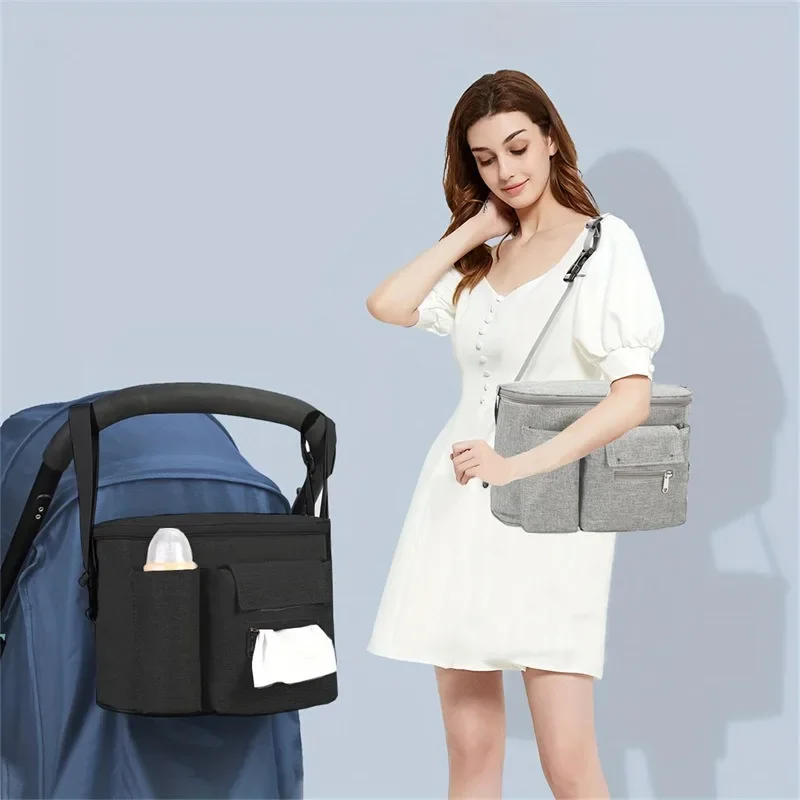 Large Capacity Baby Stroller Multifunctional Bag Baby Stroller Hanging Bag Fashionable Single Shoulder Diagonal Cross Mommy Bag