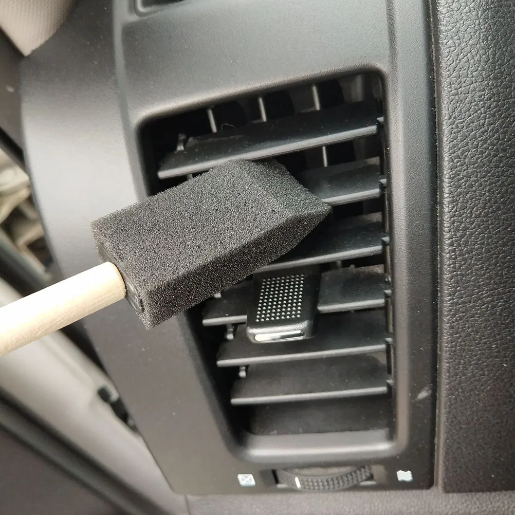 3Pcs Car Mini Sponge Duster with Soft Sponge Tip Polished Wood Handle for Air Conditioner Vents Tuyere Grille Gap Cleaning