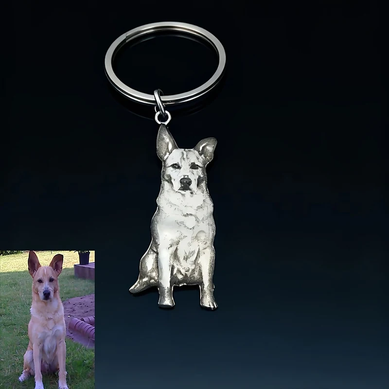 Custom Pet Keychain Custom Photo Stainless Steel Dog Pet Tag Personalized Portrait Keychain Durable Memorial Gift For Pet Lovers