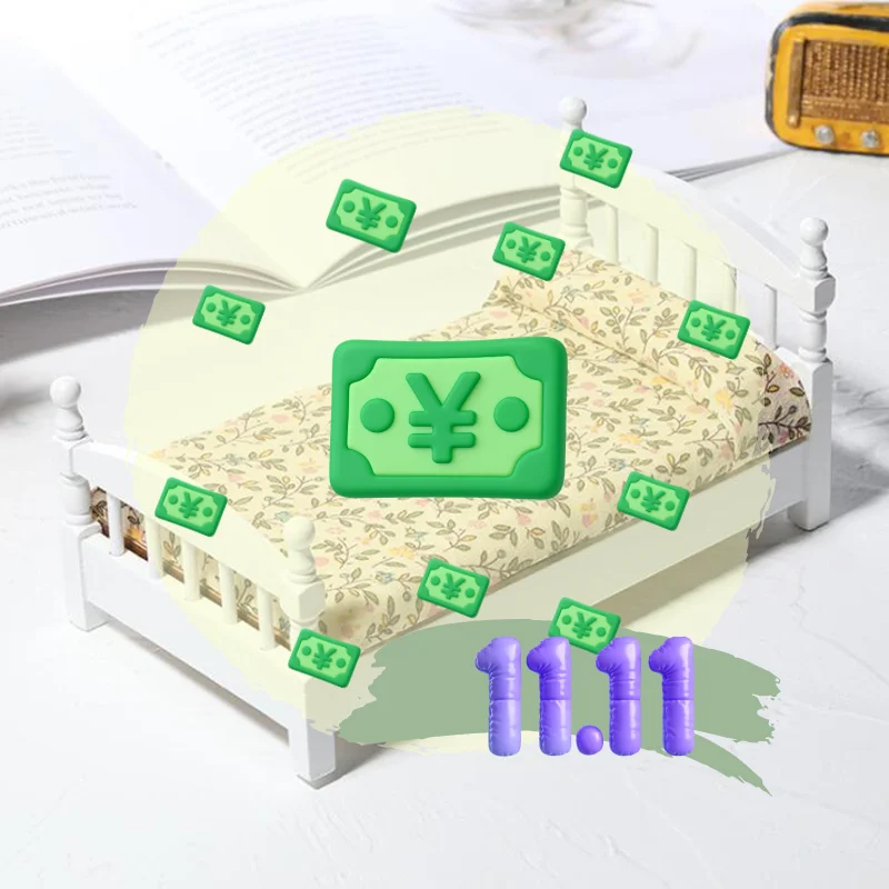 

1:12 Dollhouse Miniature White Toy Bed Furniture Bedroom Doll House Bed