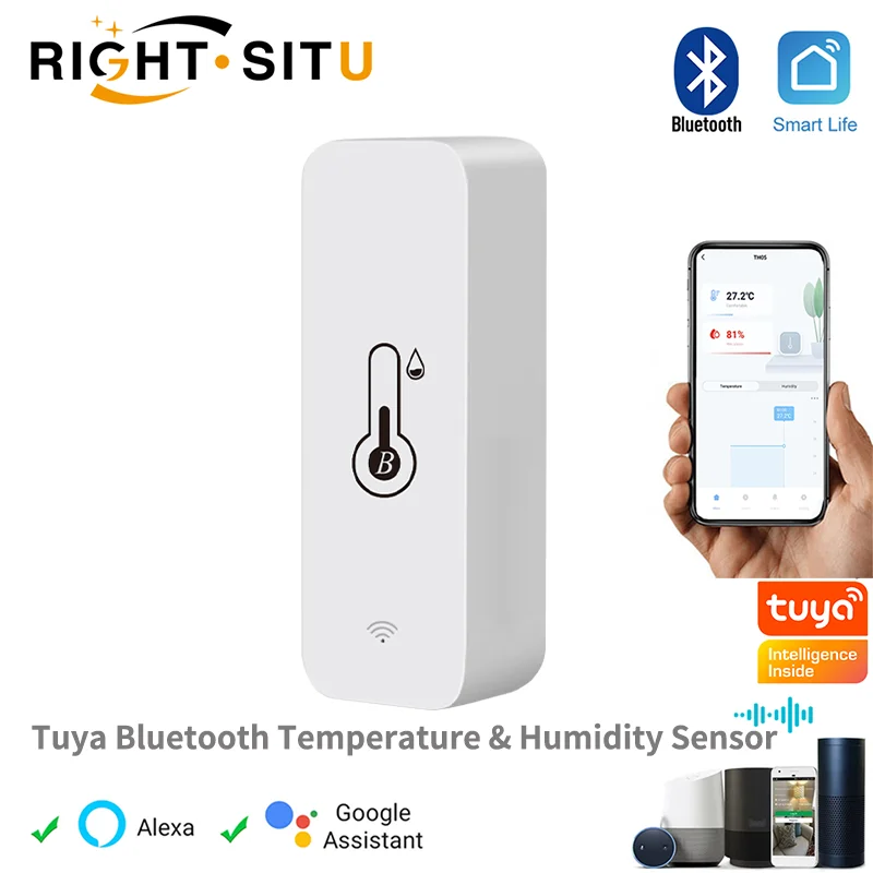 

Tuya BT Smart Temperature Humidity Sensor Indoor Hygrometer Bluetooth-Compatible APP Remote Control Works With Alexa Google Home