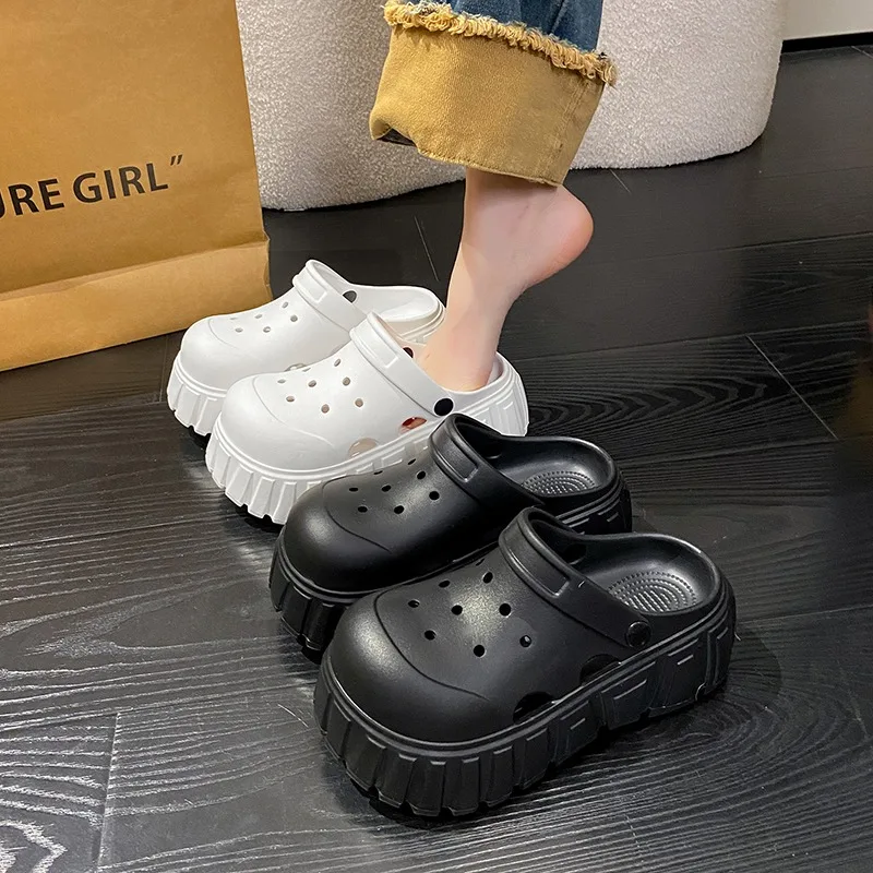 

Летние женские шлепанцы на платформе, сандалии на танкетке, уличные сабо на толстой подошве, пляжные тапочки, женские вьетнамки, садовая обувь