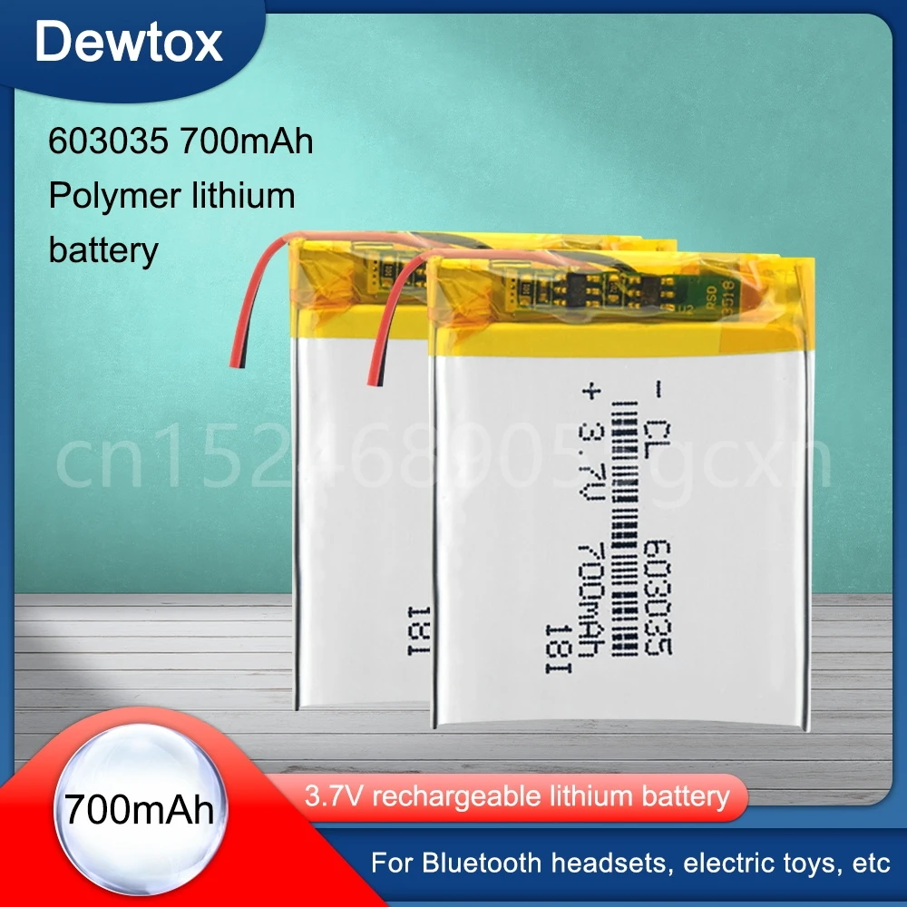 

3.7V 700mAh 603035 Lithium Polymer Li-Po li ion Rechargeable Battery For mp3 mp4 mp5 Tachograph Car DVR Bluetooth Earphone GPS