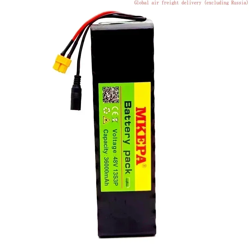 48v36Ah1000W 13S3P lithium-ion battery pack with customizable interface to replace 54.6V electric bicycles and scooters with BMS