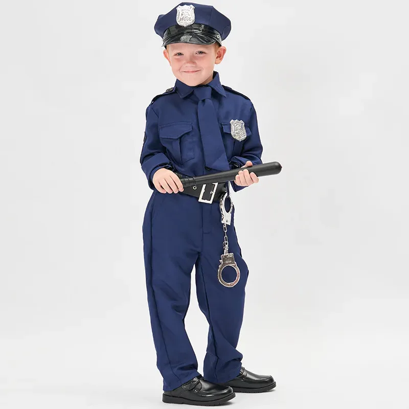 زي شرطي الهالوين للأولاد، ملابس تنكرية لضابط أداء المسرح للأطفال