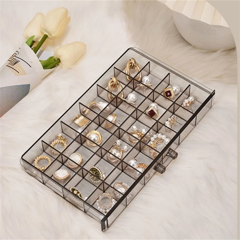 1pc 3-layer 72-grid Large-Capacity Ring Earrings Necklace Jewelry Storage Box