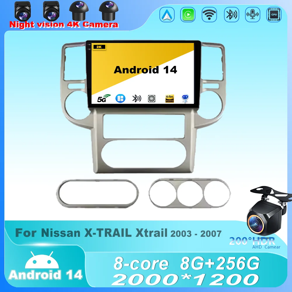 

Car Radio For Nissan X-TRAIL Xtrail 2003 2004 2005 2006 - 2007 Android 14 Multimedia Player Stereo Navigation GPS 4G Carplay IPS