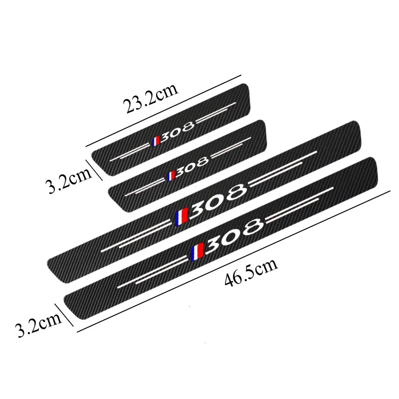 4Pc Car Door Sill Protection Sticker For Peugeot 3008 5008 2008 106 107 108 205 206 207 208 RCZ 306 307 308 508 406 407 408 4007