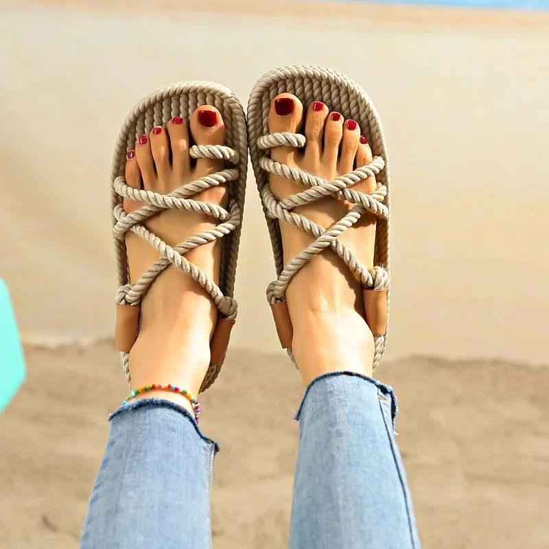 2025 NEW Women Flats Open Toe Sandals Comfortable Casual Shoes Soft Sole Breathable Sandals Women'S Beach Sandals - Image 2