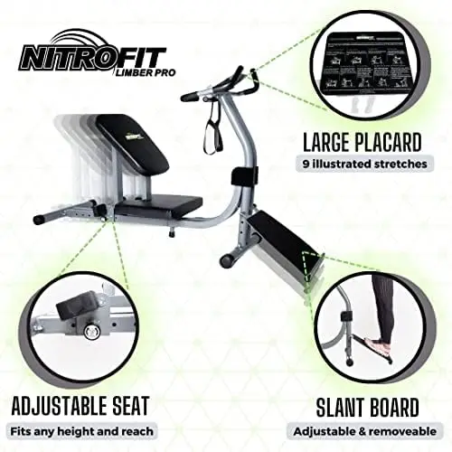 Full Body Stretching Machine Nitrofit Limber Pro. Only Stretch Machine with Adjustable Sliding Seat & Slant Board. Stretch Train