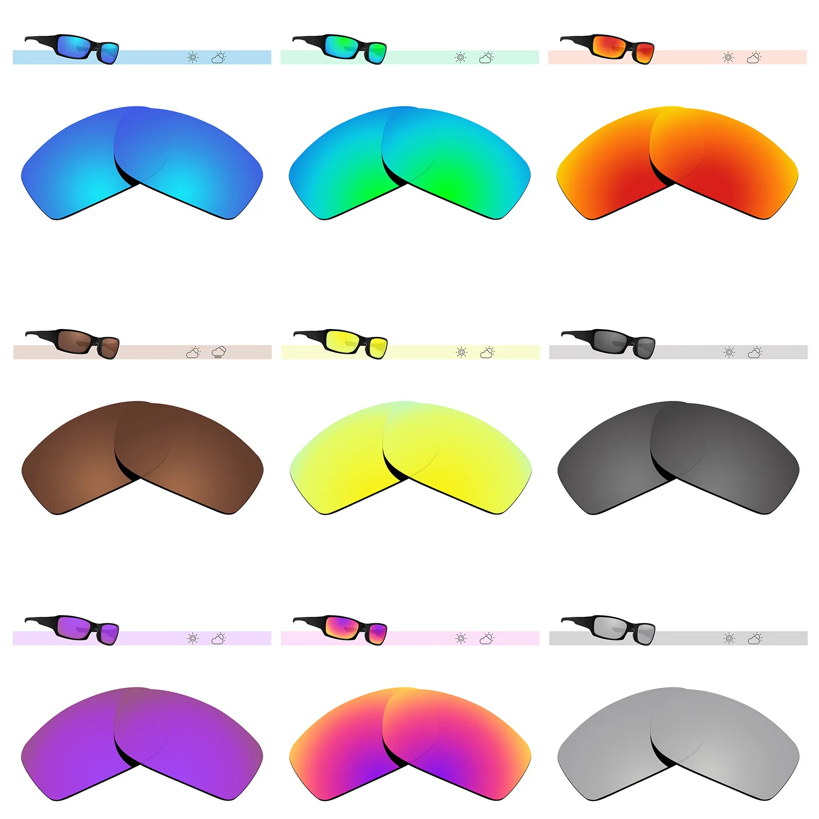 

Поляризованные Сменные солнцезащитные линзы Glintbay для Oakley Fives Squared OO9238 54 мм-несколько вариантов