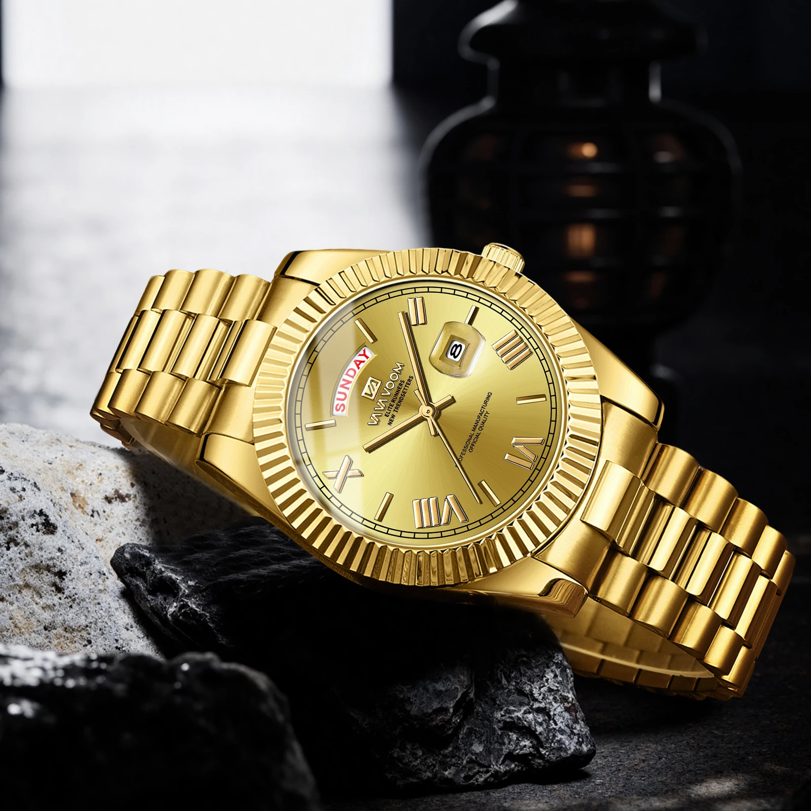 Smartwatch Luxury Watches For Men - Business-Quarzuhr für Herren, Massiver Edelstahl, 41mm,