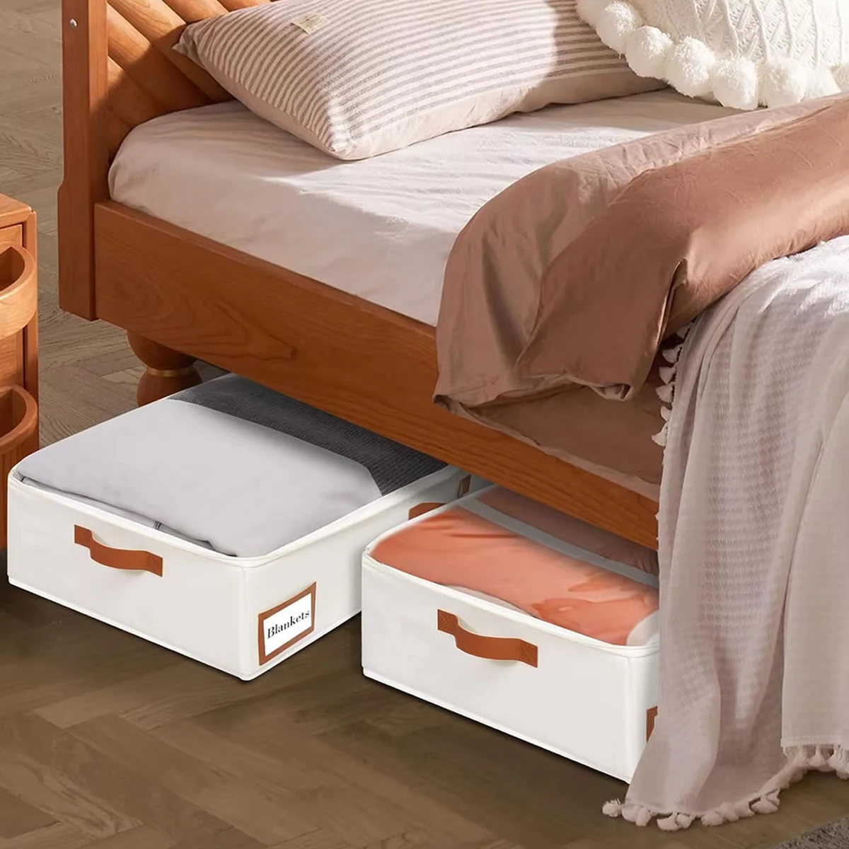Quilt Storage Bag Large Capacity Foldable Clothes Storage Bag Under the Bed Quilt Storage Box With Cover Wardrobe Organizer