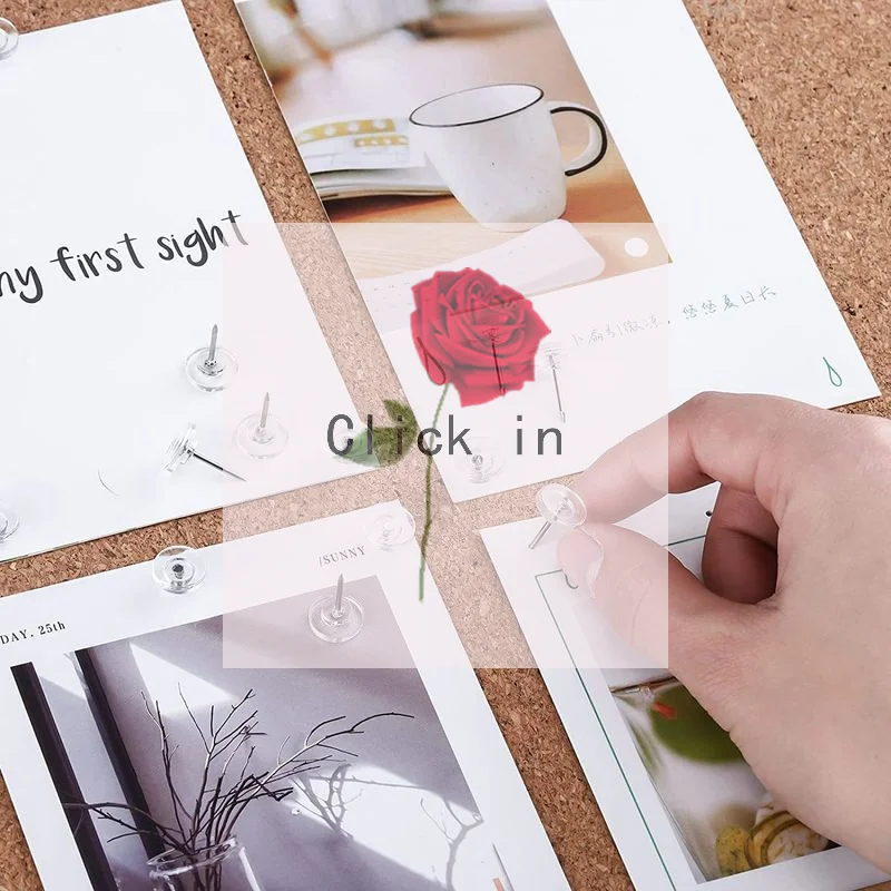 

50Pcs Transparent Map Pins Multi-purpsoe Flat Round Pushpins Decor Thumb Tacks