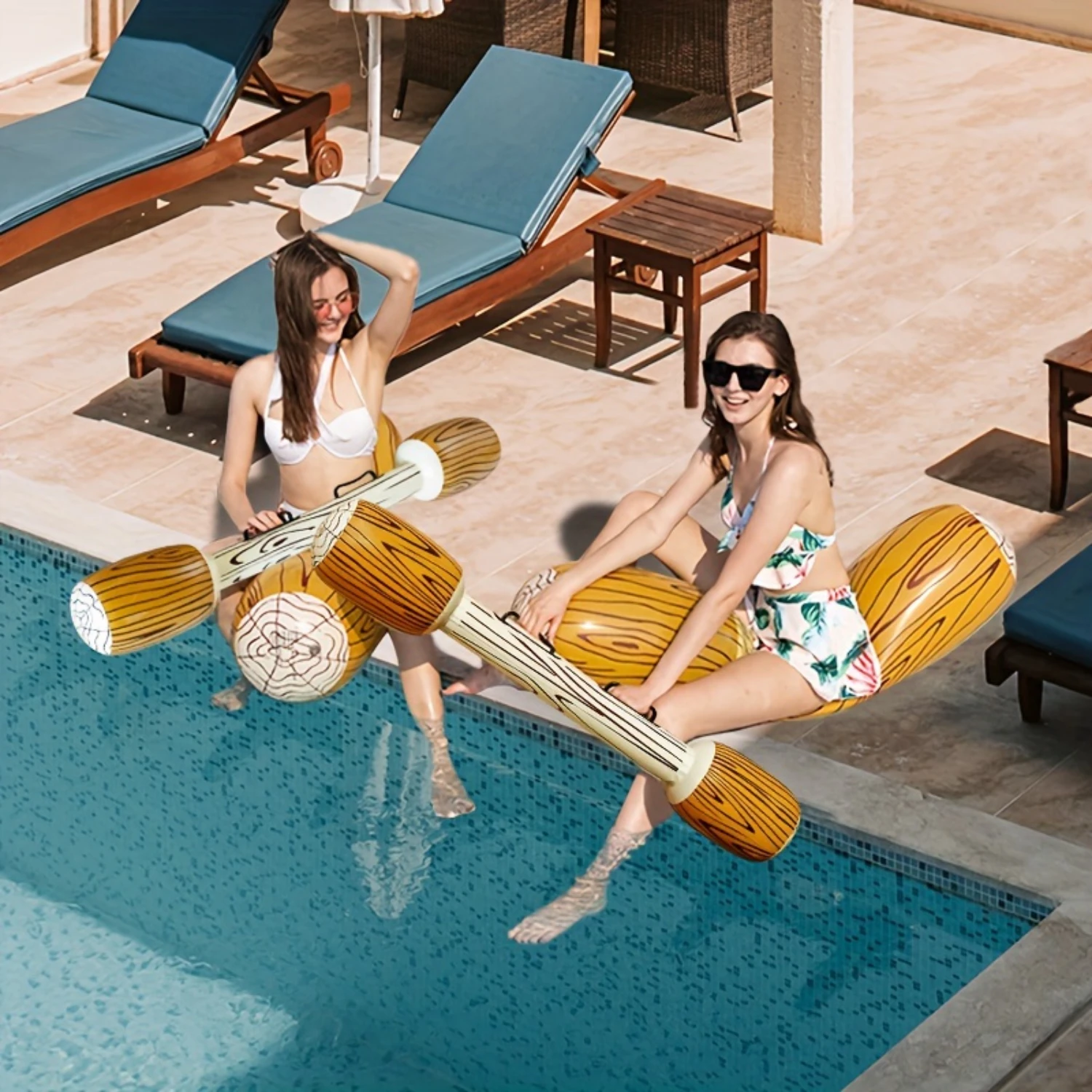 

4-piece Set Of Inflatable Floating Toys, New Inflatable Pair-to-bump Water Floating Toys, Inflatable Wood Grain Game Sticks, Adu