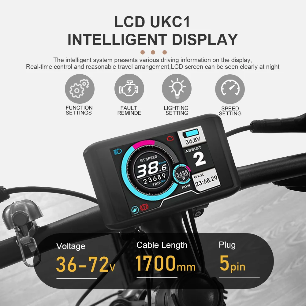 Electric Bike Sinawave Controller JN 60A Dual Mode Controller With LCD Display For 1000W1500W2000W3000W Brushless Hub Motor