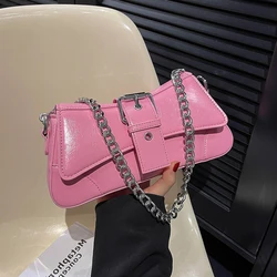 Fashion Pu Leather Shoulder Bag For Women 2023 Hasp Shoulder Crossbody Bag Designer Handbags Ladies Punk Style Underarm Bags