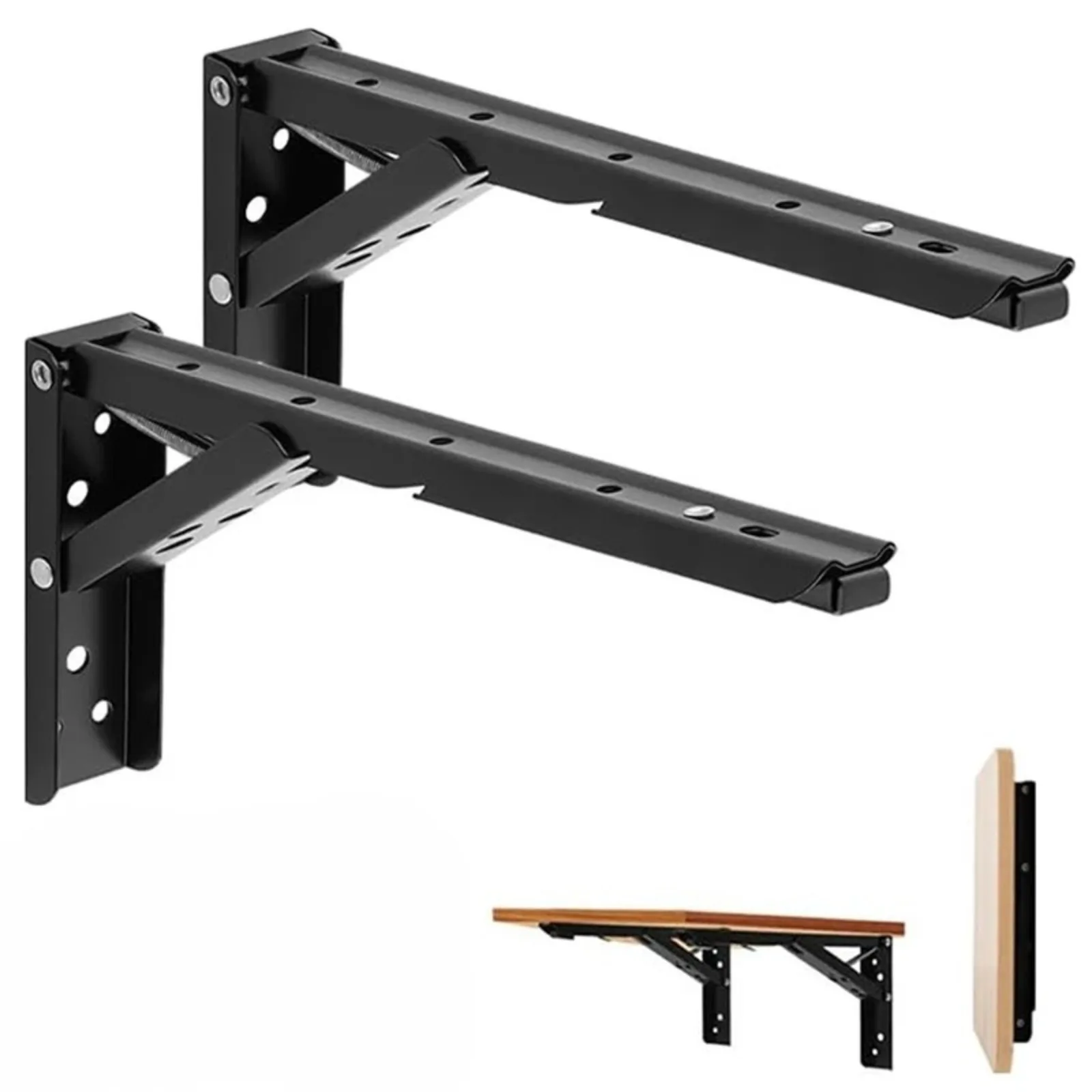 Folding Shelf Bracket Heavy Duty Metal Support Bracket Wall Mounted Hinge Space Saving DIY Hardware for Workbench Furniture
