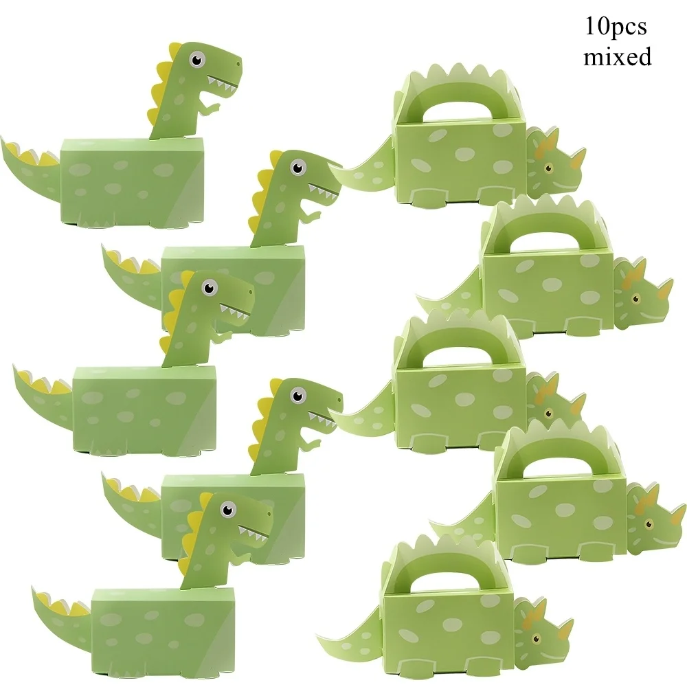 1set Dinosaur Candy Boxes Carton Cookie Bags Lollipop Holder Cards for Kids Dinosaur Birthday Party DIY Baking Packaging Supply