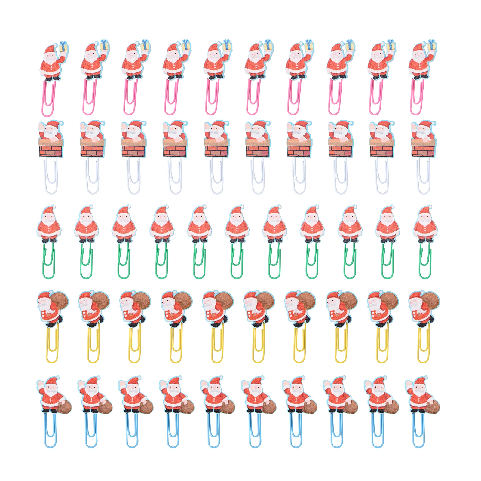 

50 Pcs Santa Claus Paper Clips Wooden Colorful Office Supplies Lovely Bookmarks File Clamps Desk Tidy School Use Stationery