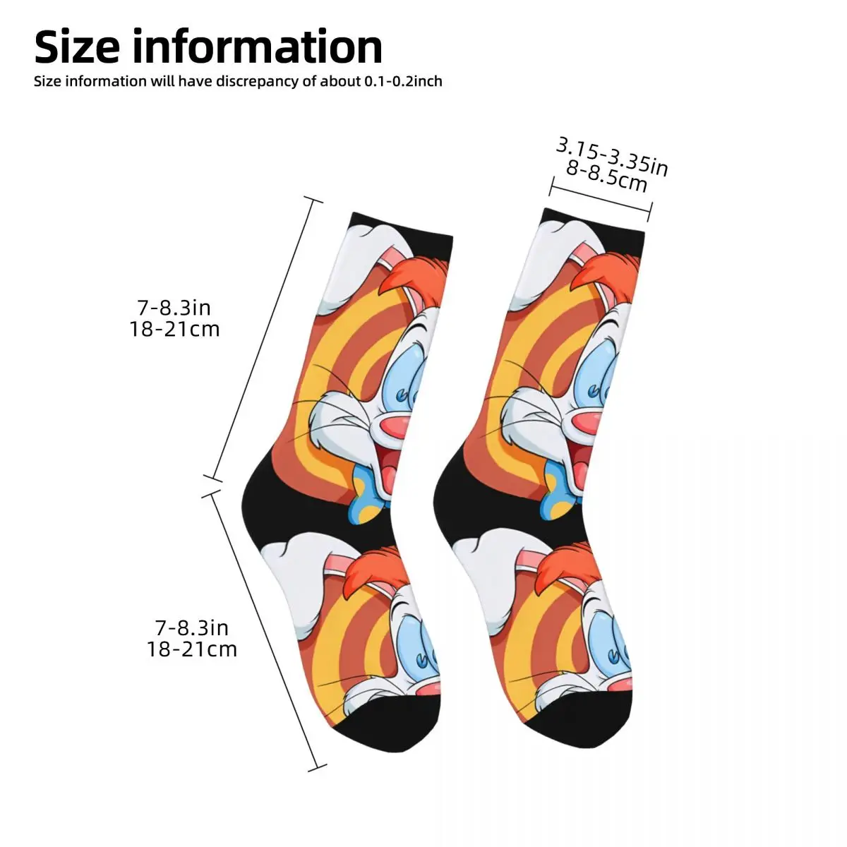 Funny Crazy compression Fun Sock for Men Hip Hop Vintage W-Who Framed Roger Rabbit Cartoon Happy Seamless Pattern Printed