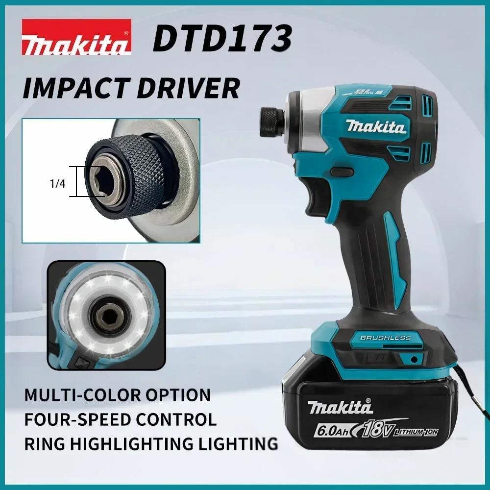 

Аккумуляторный ударный гайковерт Makita DTD173, 1800 об/мин, 180 Нм, бесщеточный двигатель, электрическая дрель, режимы работы с деревом/болтами/Т-образным ключом, для аккумуляторов Makita