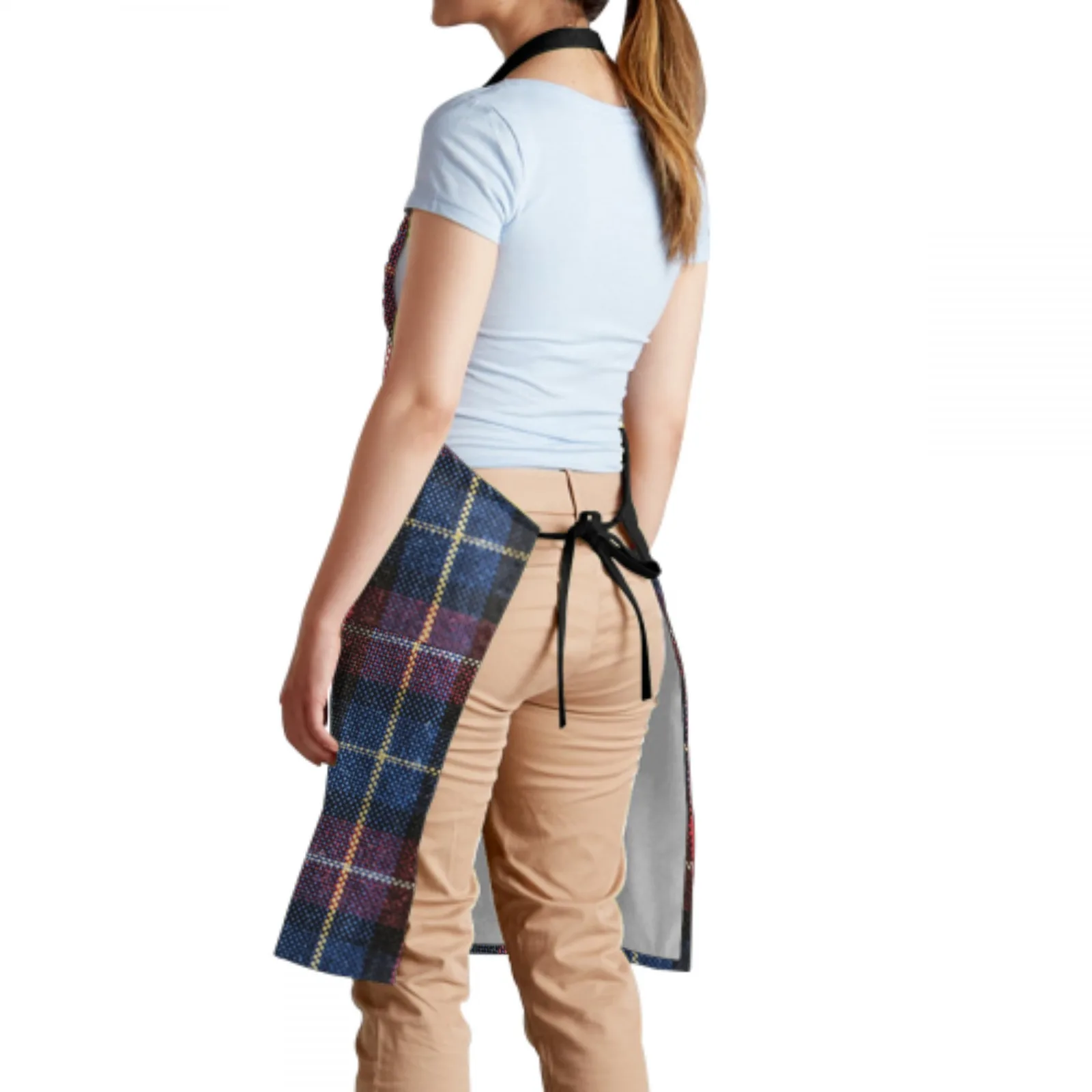 Red Plaid Apron for Women Men Waterproof Dirt Proof Adjustable Apron Oil Isolation Blue Kitchens Restaurants Garden Workplaces