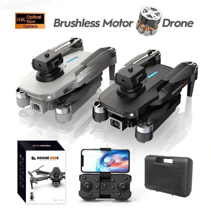 2024 E88S Brushless Drone 8K HD Dual Camera Aerial Photography ObstacleA Voidance Flow Positioning Remote-Controlled Dron Toys