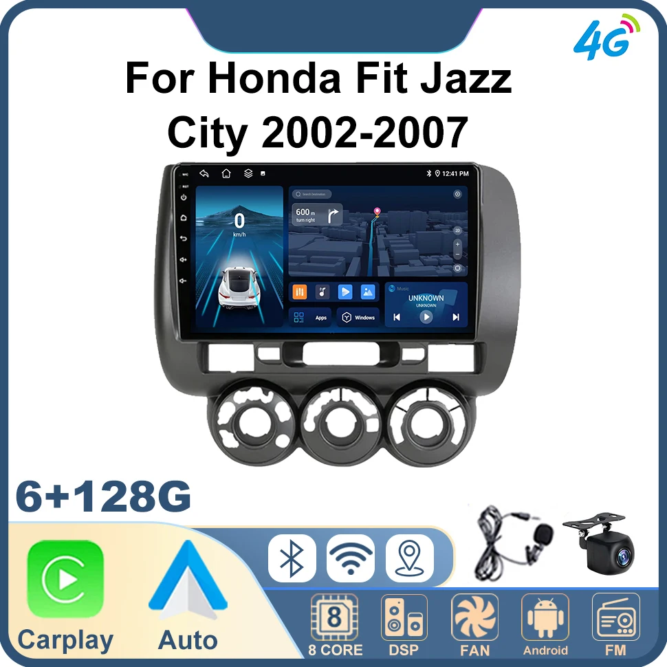 

2 Din Car Radio Carplay Android 4G 64G Multimedia Video Player for Honda Fit Jazz City 2002-2007 4G Navigation GPS BT Car Stereo