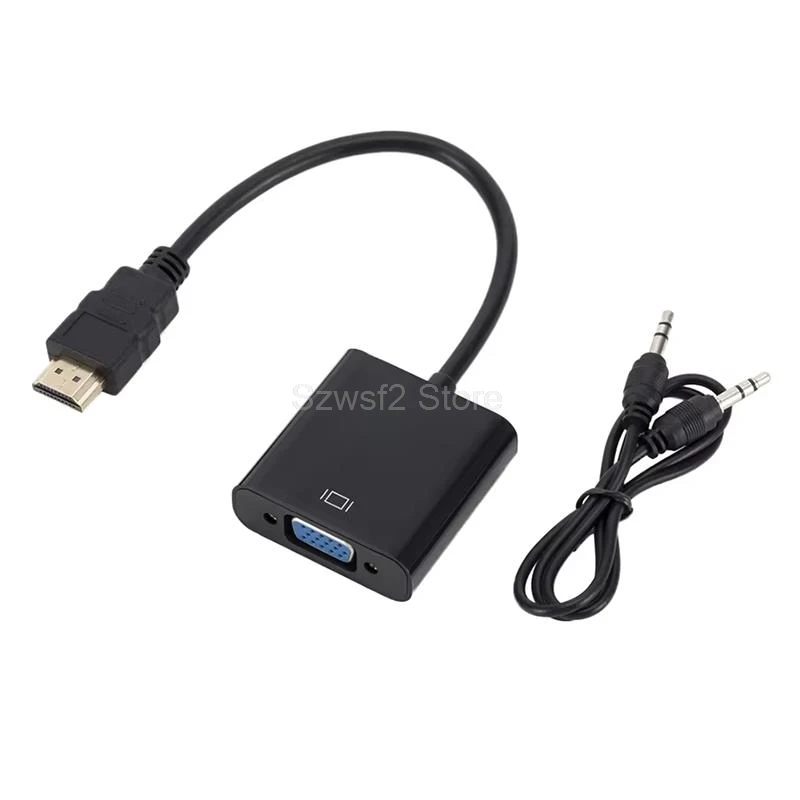 

Высокоскоростной адаптер HD HDMI в VGA с аудиоразъемом 3,5 мм, кабель «папа-мама» для планшета, ноутбука, ПК, ТВ-проектора DVD E2